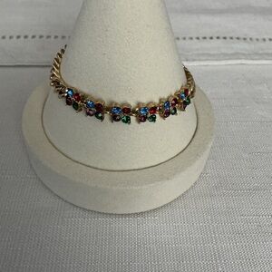 Multicolored Rhinestone Gold Plated Line Bracelet
